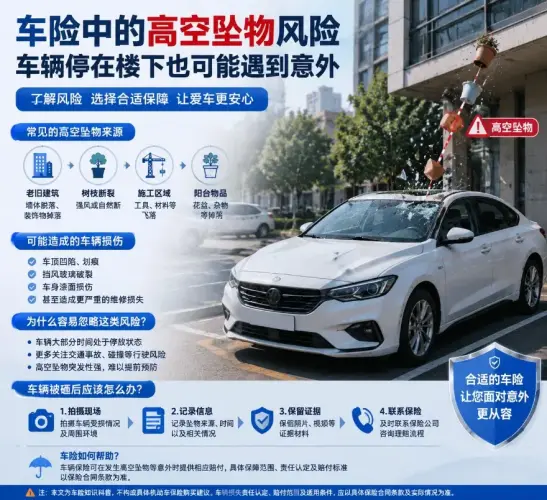 车险中的高空坠物风险，车辆停在楼下也可能遇到意外